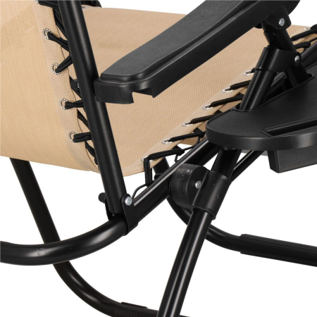 Sezlong scaun pliant plaja sau gradina, Siesta, gravitatie zero, cu tetiera, 175x67x110 cm, bej [9]