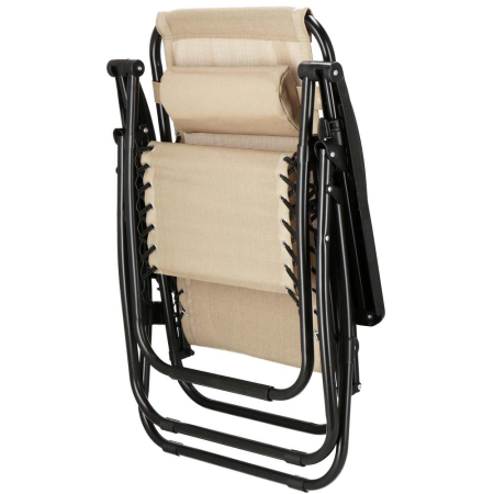 Sezlong scaun pliant plaja sau gradina, Siesta, gravitatie zero, cu tetiera, 175x67x110 cm, bej [10]