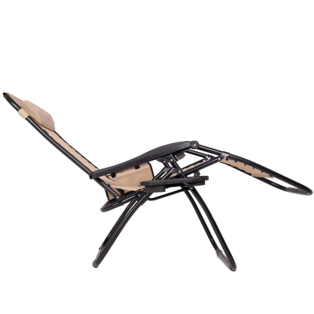 Sezlong scaun pliant plaja sau gradina, Siesta, gravitatie zero, cu tetiera, 175x67x110 cm, bej [14]