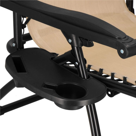 Sezlong scaun pliant plaja sau gradina, Siesta, gravitatie zero, cu tetiera, 175x67x110 cm, bej [8]