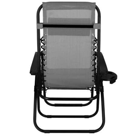 Sezlong scaun pliant plaja sau gradina, Siesta, gravitatie zero, cu tetiera, 175x67x110 cm, gri [11]