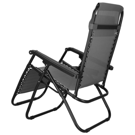 Sezlong scaun pliant plaja sau gradina, Siesta, gravitatie zero, cu tetiera, 175x67x110 cm, gri [13]