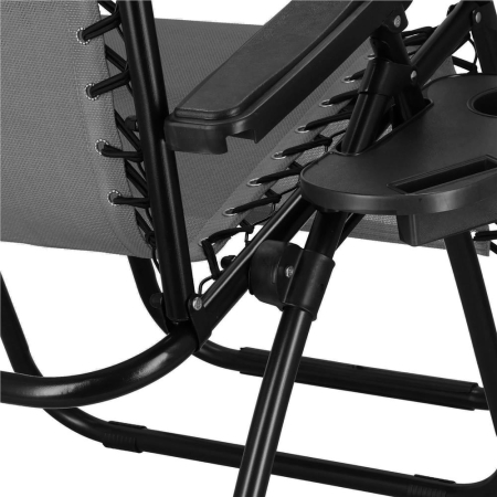 Sezlong scaun pliant plaja sau gradina, Siesta, gravitatie zero, cu tetiera, 175x67x110 cm, gri [6]