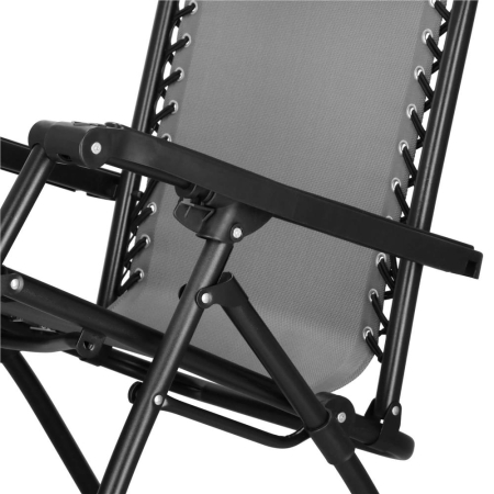 Sezlong scaun pliant plaja sau gradina, Siesta, gravitatie zero, cu tetiera, 175x67x110 cm, gri [15]