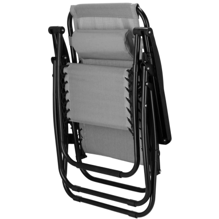 Sezlong scaun pliant plaja sau gradina, Siesta, gravitatie zero, cu tetiera, 175x67x110 cm, gri [1]
