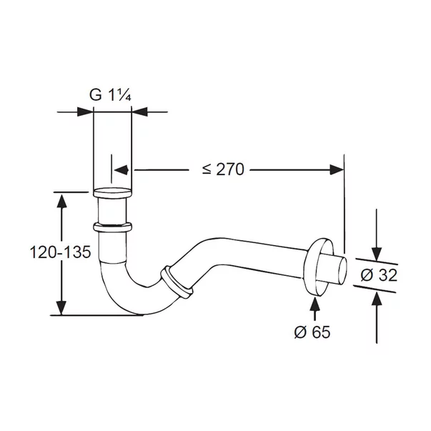 Sifon bideu tubular Kludi crom lucios [1]