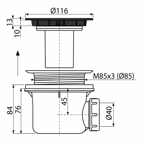 Sifon cadita negru-mat Alca A49BLACK [1]