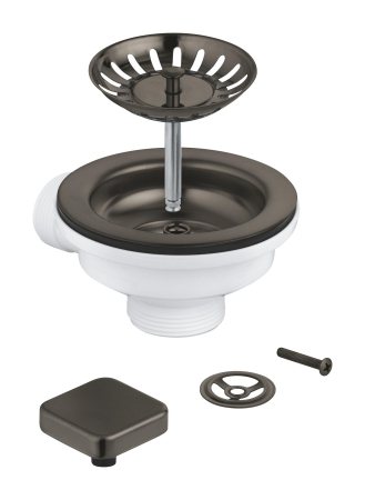 Scurgeri, sifoane, racorduri sanitare - Sifon chiuveta bucatarie Grohe 40400AL0, universal, preplin, ornament buton, mat, grafit
