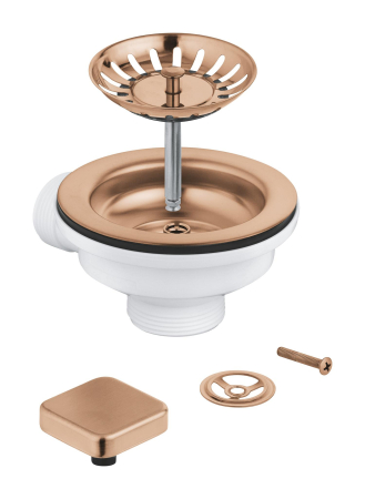 Instalatii sanitare - Sifon chiuveta bucatarie Grohe 40400DL0, universal, preplin, ornament buton, mat, cupru