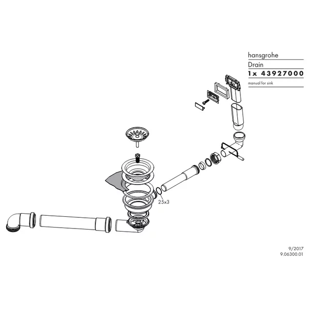 Instalatii sanitare - Sifon Hansgrohe D16 10 pentru chiuveta din granit cu o cuva