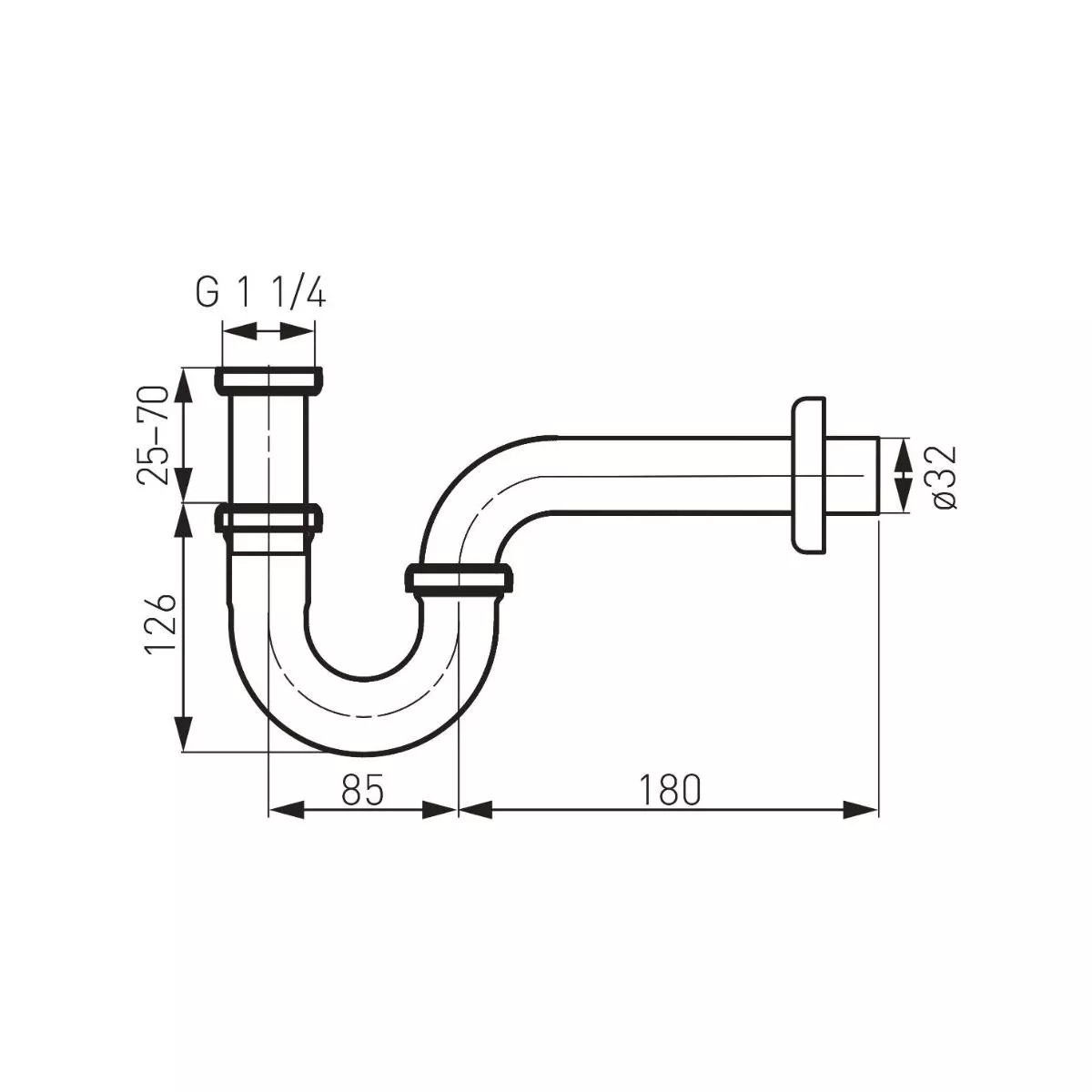 Sifon lavoar Fdesign Kleome, universal, G 5/4'', 265 mm, metal, crom, FD7-201-11 [1]