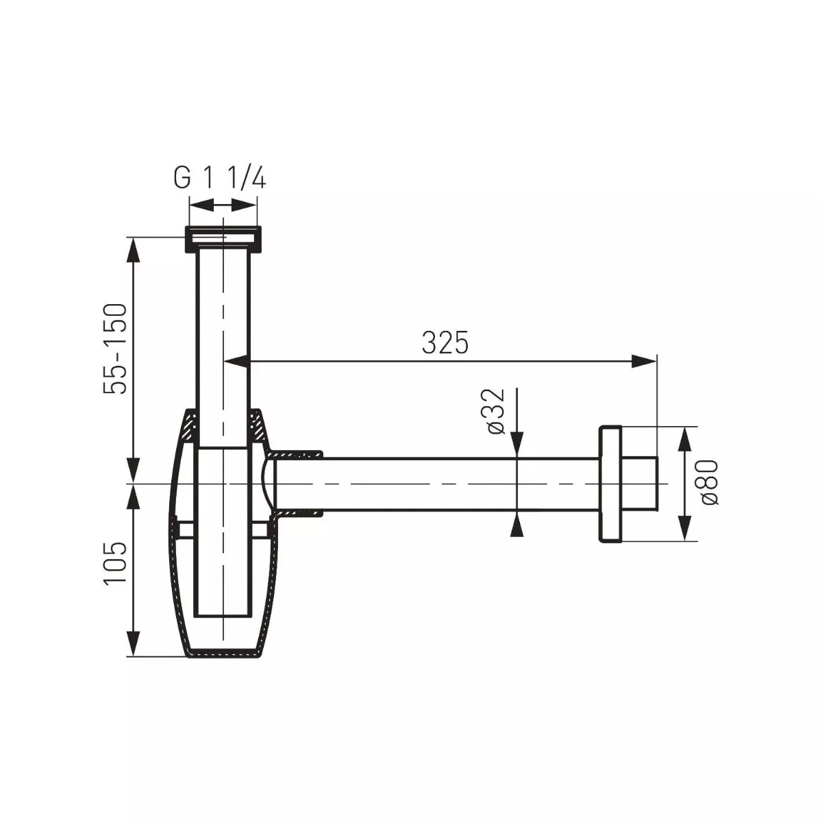 Sifon lavoar Fdesign Kleome, universal, G 5/4'', 325 mm, metal, crom, FD7-204-11 [1]