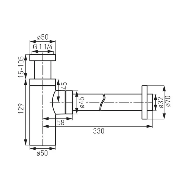 Sifon lavoar Fdesign Kleome, universal, G 5/4'', 330 mm, metal, crom, FD7-203-11 [1]