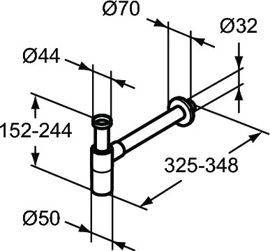 Sifon lavoar Ideal Standard T4441XG, 1 1/4'', universal, alama, slid metalic, ornament, mat, negru [2]