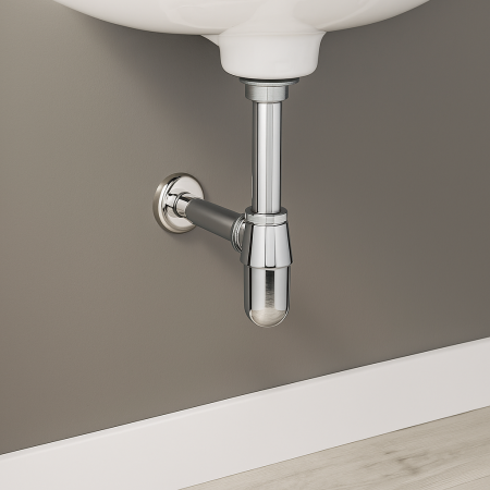 Sifon lavoar metalic Remer Rubinetterie 973Z114, racord 1"1/4, lungime 250 mm, alama si zamac cromat [1]