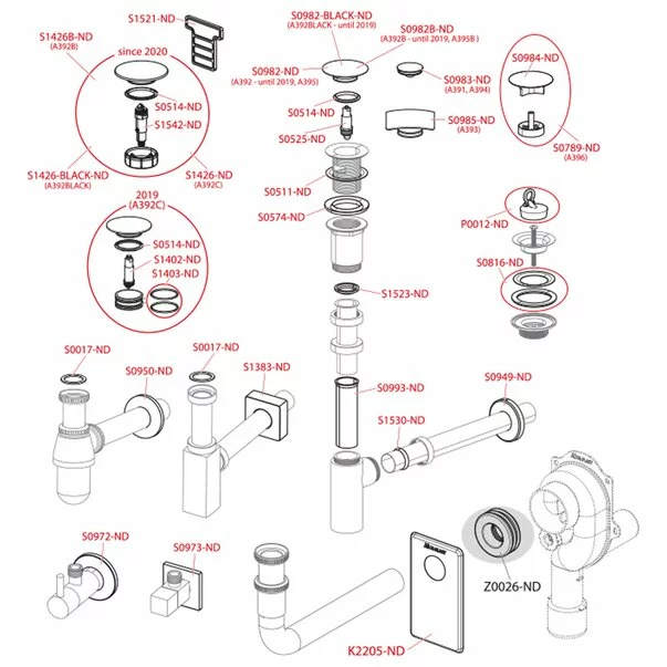 Sifon lavoar negru Alca A400BLACK DN32 metalic [2]