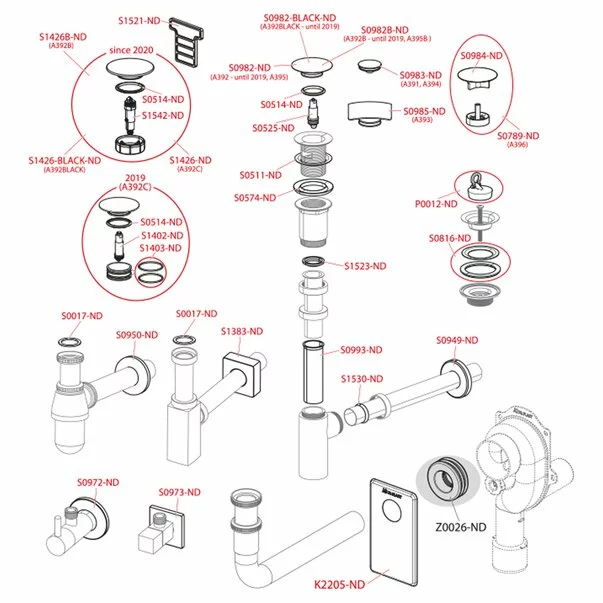 Sifon lavoar pentru economie spatiu Alca A403 DN32 metalic [2]