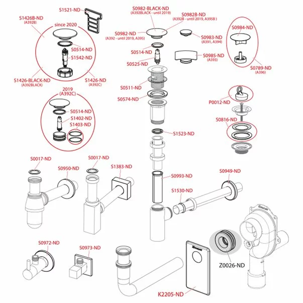 Sifon lavoar unghiular Alca A401 DN32 metalic [2]