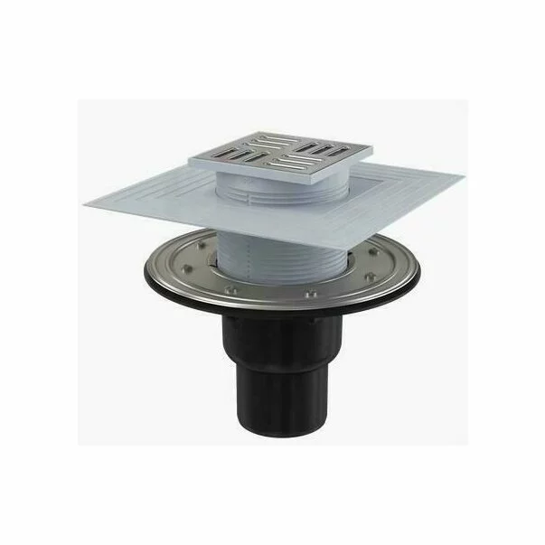 Instalatii sanitare - Sifon pardoseala 105 x 105/50/75 cu inaltator, iesire verticala, sistem de retinere a mirosurilor APV4344 Alca