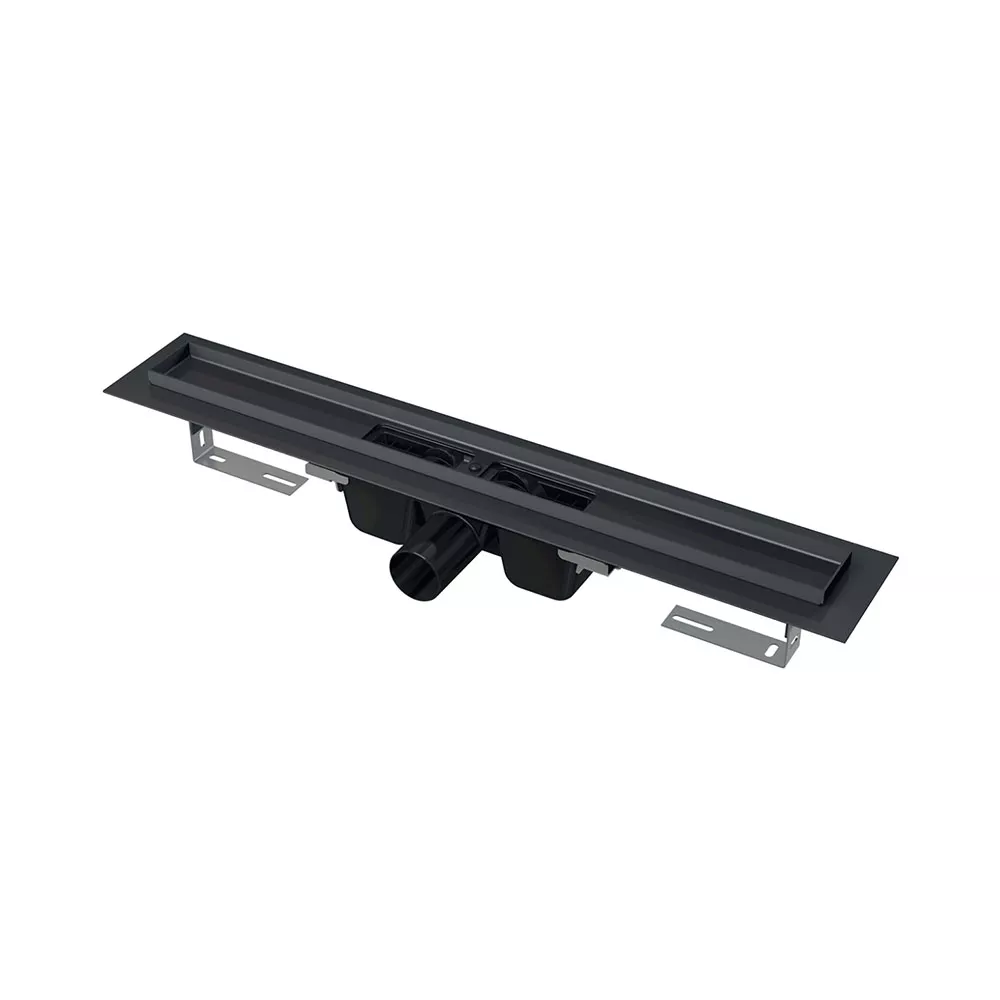 Instalatii sanitare - Sifon rigola Alca, 850 mm, evacuare orizontala, mat, negru, APZ1BLACK-850