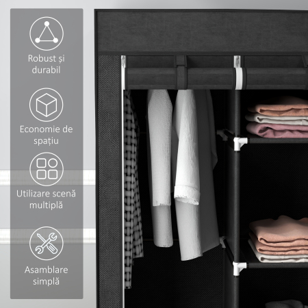  sifonier Pliabil Textil - Cu Rafturi & Sertare, Ideal pentru Spatii Mici [5]