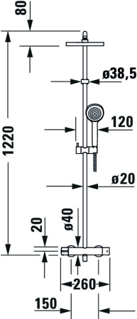Sistem de dus Duravit B14280008010, dus B.1, tip incastrare aparent, pentru dus, pentru un dus confortabil zilnic, crom [10]