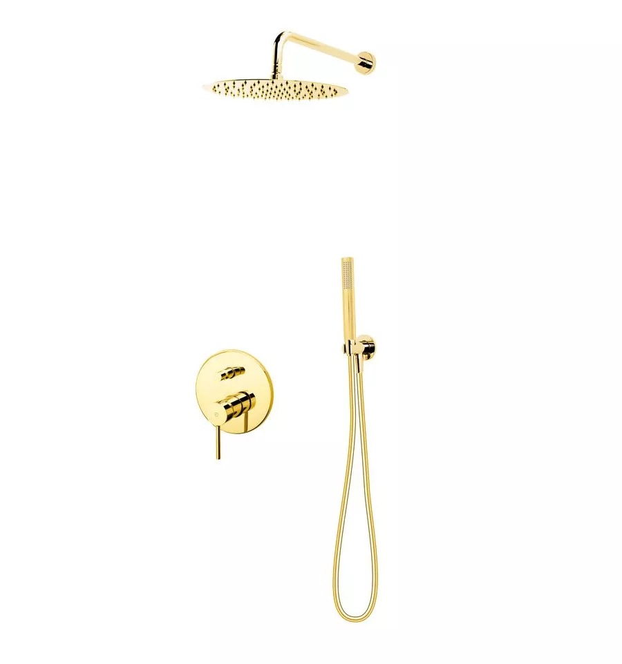 Seturi de dus - Sistem de dus Fdesign Flusso, incastrat, 300 mm, 1 functie, lucios, auriu, FD1-FLS-7PSET1-55