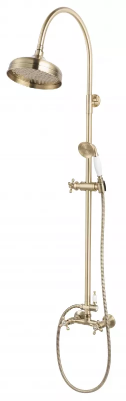 Baie - Sistem de dus FDesign Lacrima FD1-LRA-7SET1-66, 1/2'', aparent, retro, 205 mm, 1 pulverizare, anti-calcar, mat, bronz