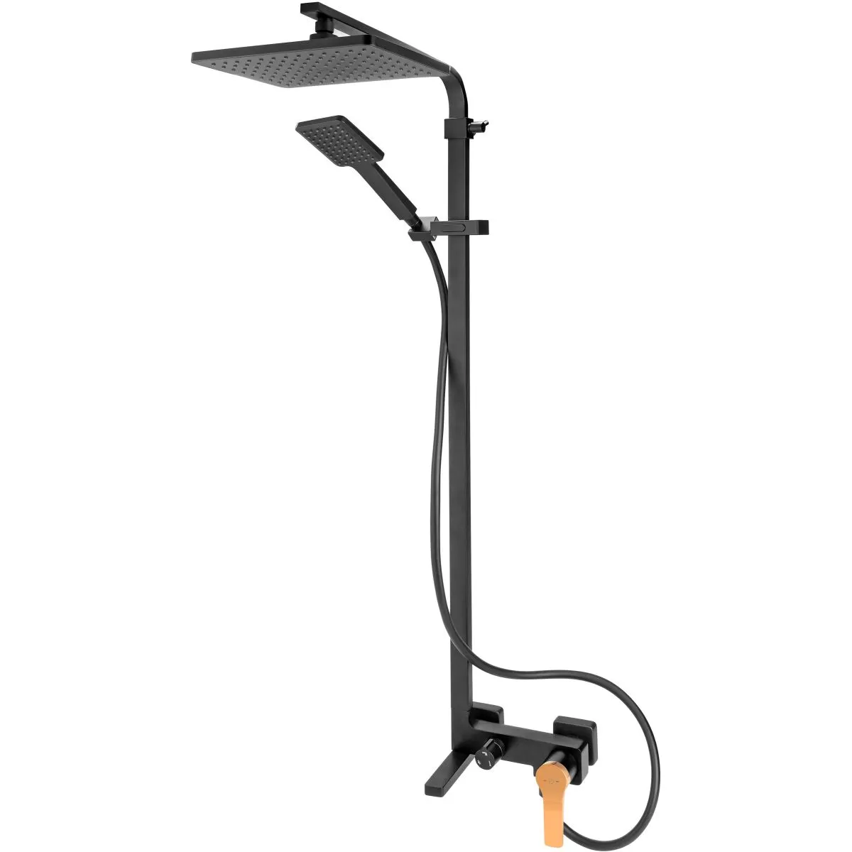 Seturi de dus - Sistem de dus Fdesign Seppia, aparent, 260 mm, pipa cada, 1 functie, mat, negru, FD1-SPA-7USET-25