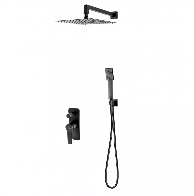 Seturi de dus - Sistem de dus FDesign Seppia FD1-SPA-7PSET-22, 1/2'', incastrat, 300 mm, 1 pulverizare, anti-calcar, mat, negru