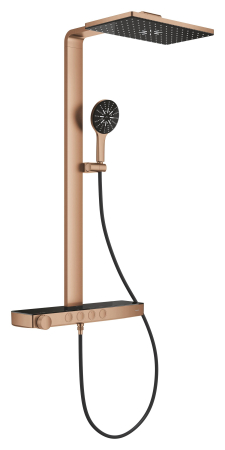 Baie - Sistem de dus Grohe 100962DL00 SPA Aqua Pure, termostat, palarie dus 400 mm, 3 functii para dus, cupru mat
