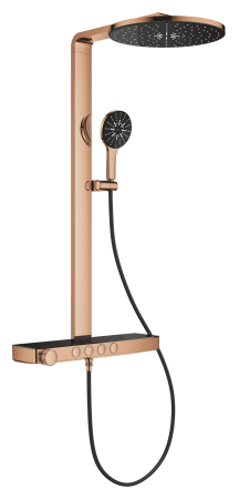 Baie - Sistem de dus Grohe 100964DA00 SPA Aqua Pure, termostat, palarie dus 360 mm, 3 functii para dus, cupru lucios