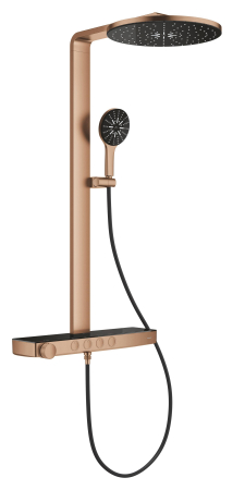 Baie - Sistem de dus Grohe 101680DL00 SPA Aqua Pure, termostat, palarie dus 360 mm, 3 functii para dus, cupru mat