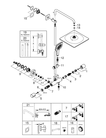 Sistem de dus Grohe 26837GL0, SmartActive Cube, aparent, termostat, 310 mm, 1 functie, lucios, auriu [6]