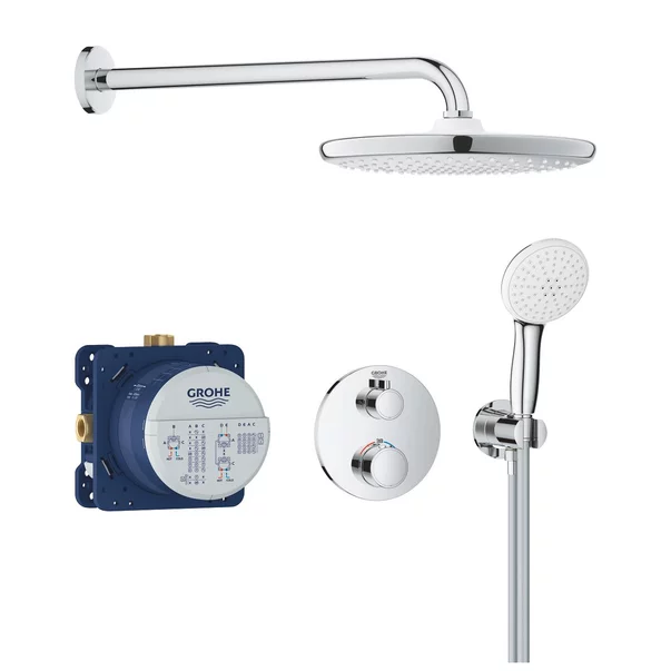 Sisteme de dus incastrate - Sistem de dus Grohe Grohtherm Tempesta 210 incastrat cu baterie rotunda