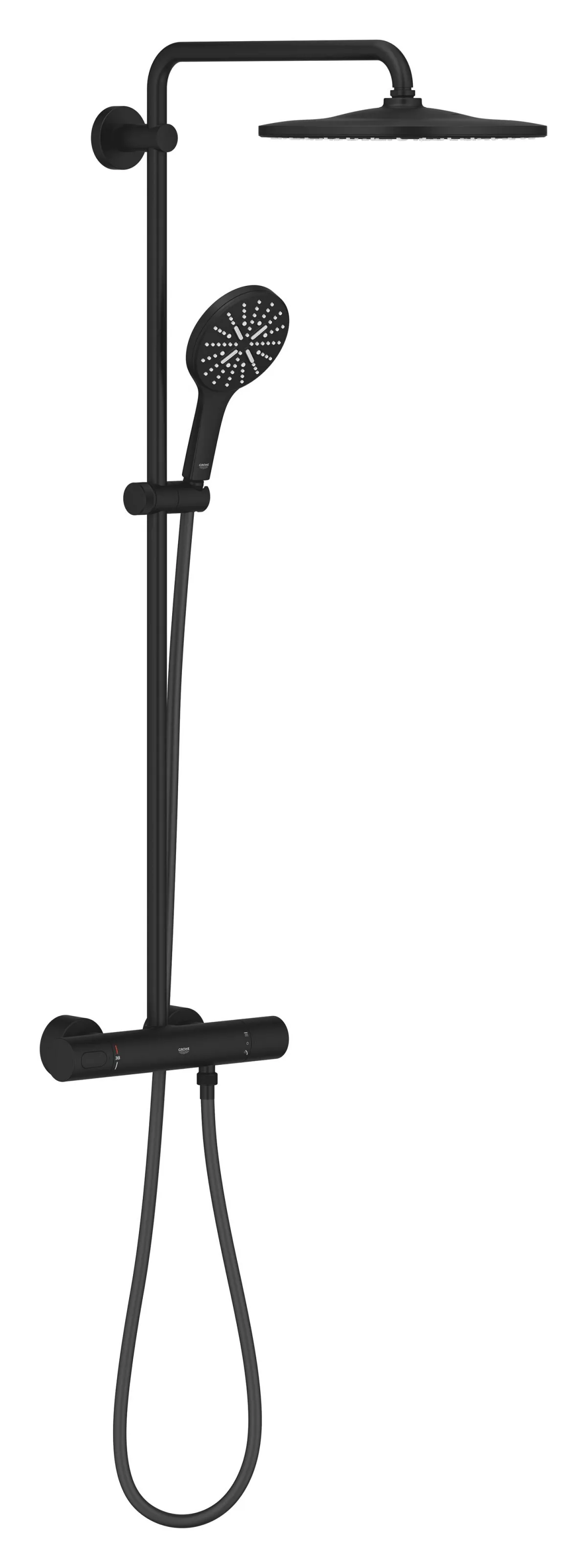 Coloane de dus - Sistem de dus Grohe SmartActive 310, aparent, termostat, 310 mm, mat, negru, 22119KF0