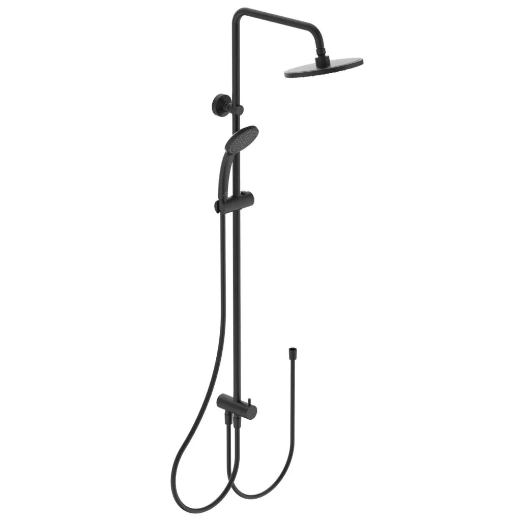 Sistem de dus Ideal Standard Cerafine BC499U4, 1/2'', aparent, pipa cada, 200 mm, 1 pulverizare, anti-calcar, mat, negru [2]