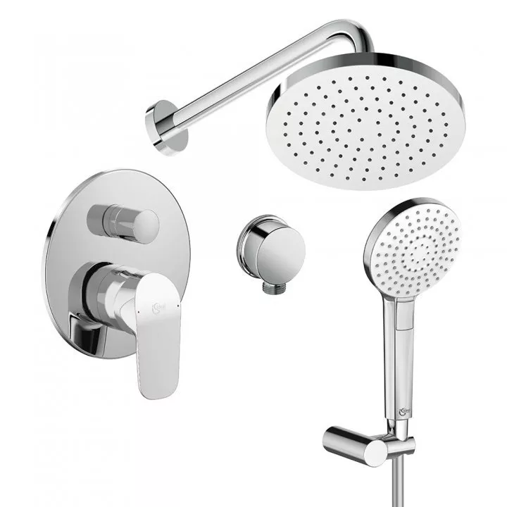 Seturi de dus - Sistem de dus Ideal Standard Ceraflex BC447AA, incastrat, 200 mm, para 110 mm, 1 functie, anti-calcar, crom