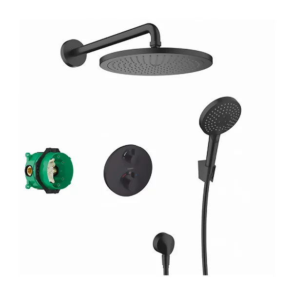 Sisteme de dus incastrate - Sistem de dus incastrat Hansgrohe Croma 280 Ecostat S negru mat