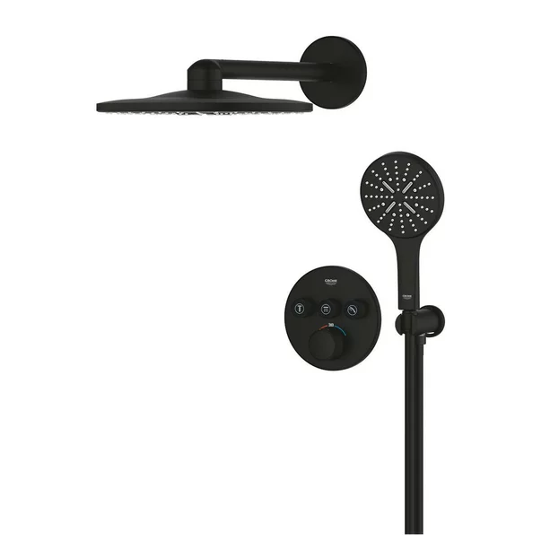 Sisteme de dus incastrate - Sistem de dus negru mat Grohe SmartControl SmartActive 310 Round