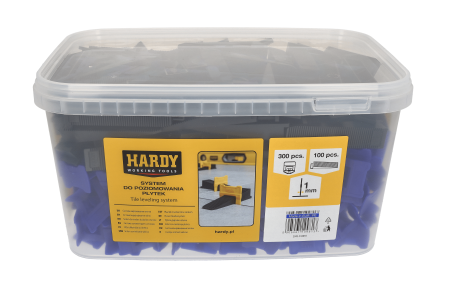 Unelte de vopsit si tencuit - Sistem de nivelare a placilor Hardy, chit de 1 mm, grosime 3-16 mm, 300 cleme + 100 pene intr-o galeata