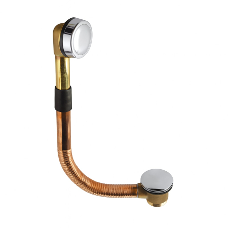 Scurgeri, sifoane, racorduri sanitare - Sistem de scurgere cada Remer Rubinetterie Minutery 96CC, click-clack, tub din cupru, G1”1/2, diametru click-clack 68 mm, prea-plin 75 mm