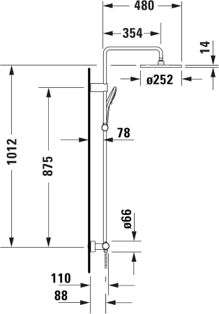 Sistem dus Duravit TH4282008046, 250 mm, 1 bar, 100 mm, 1.6 m, 1125 mm, 354 mm, 1 functii palarie dus, Negru [5]