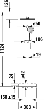 Sistem dus Duravit TH4282008046, 250 mm, 1 bar, 100 mm, 1.6 m, 1125 mm, 354 mm, 1 functii palarie dus, Negru [4]
