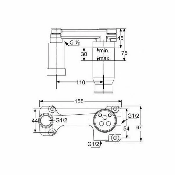 Sistem ingropat pentru baterie lavoar cu montaj pe perete Kludi [1]