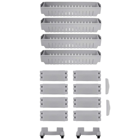 Sistem rafturi de depozitare cu roti pentru bucatarie sau baie cu 4 polite, 102x54x13 cm, gri [4]