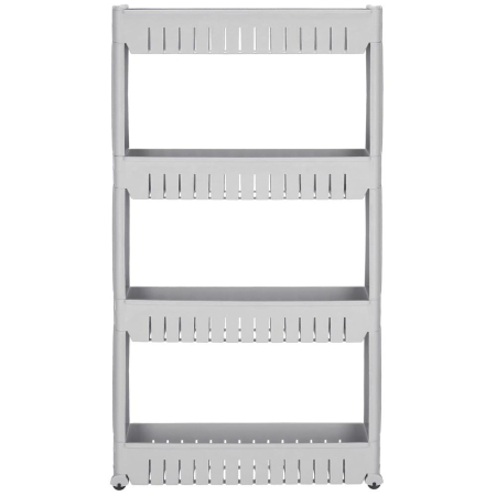Sistem rafturi de depozitare cu roti pentru bucatarie sau baie cu 4 polite, 102x54x13 cm, gri [3]