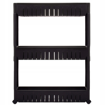 Sistem rafturi de depozitare Sersimo HA116 cu roti pentru bucatarie sau baie cu 3 polite, negru [5]