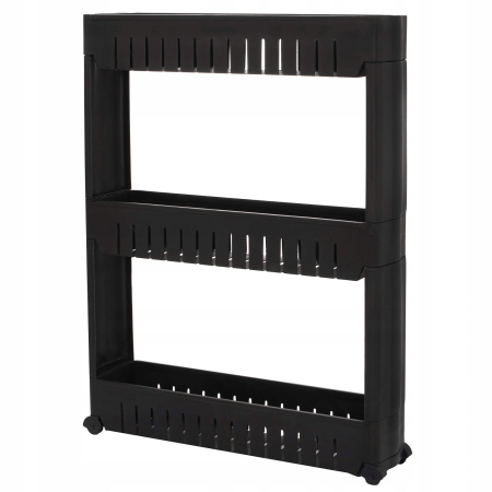 Sistem rafturi de depozitare Sersimo HA116 cu roti pentru bucatarie sau baie cu 3 polite, negru [1]
