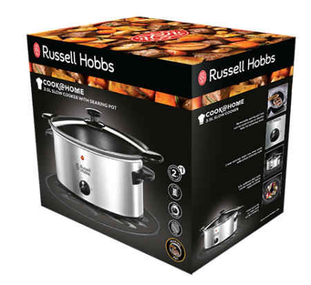 Slow cooker Russell Hobbs, 3.5L, 3 setari temperatura, vas ceramic detasabil, mentinere cald, negru [7]